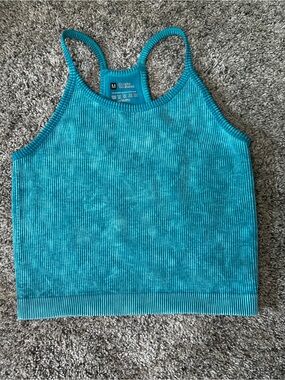 #35 Zenana Outfitters Teal Ribbed Racerback Crop Top